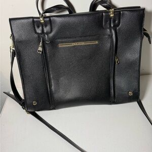 Steve Madden Elegant large Black Leather Tote Bag purse satchel new with tag